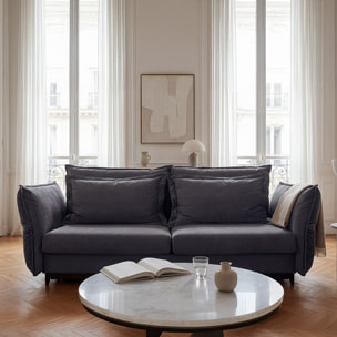 Canapé Velours Droit Convertible Verduro - 3 Places