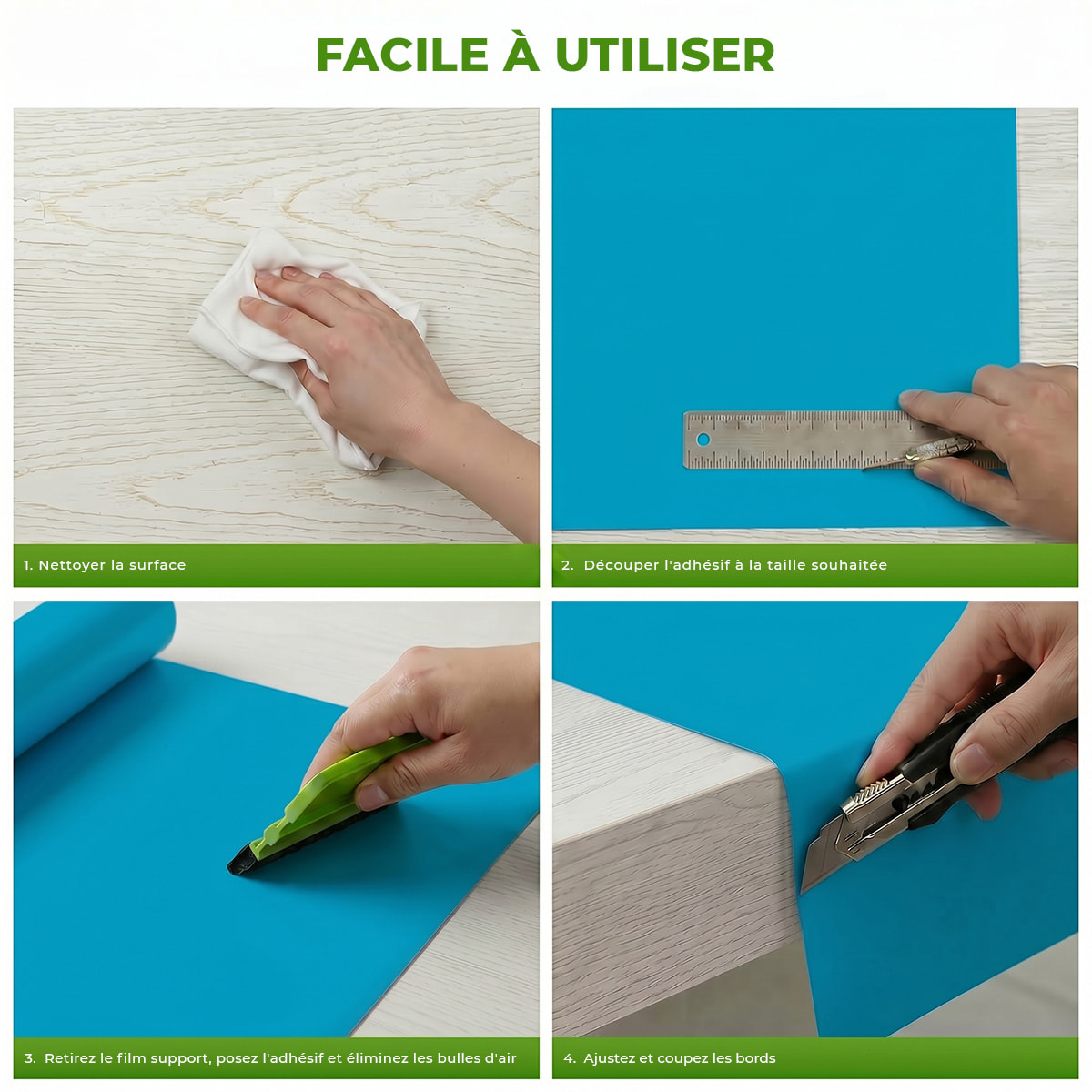 Rouleau adhésif décoratif Vinyle au Mètre - Bleu ciel - Sticker Lavable Imperméable Mur Cuisine Meubles