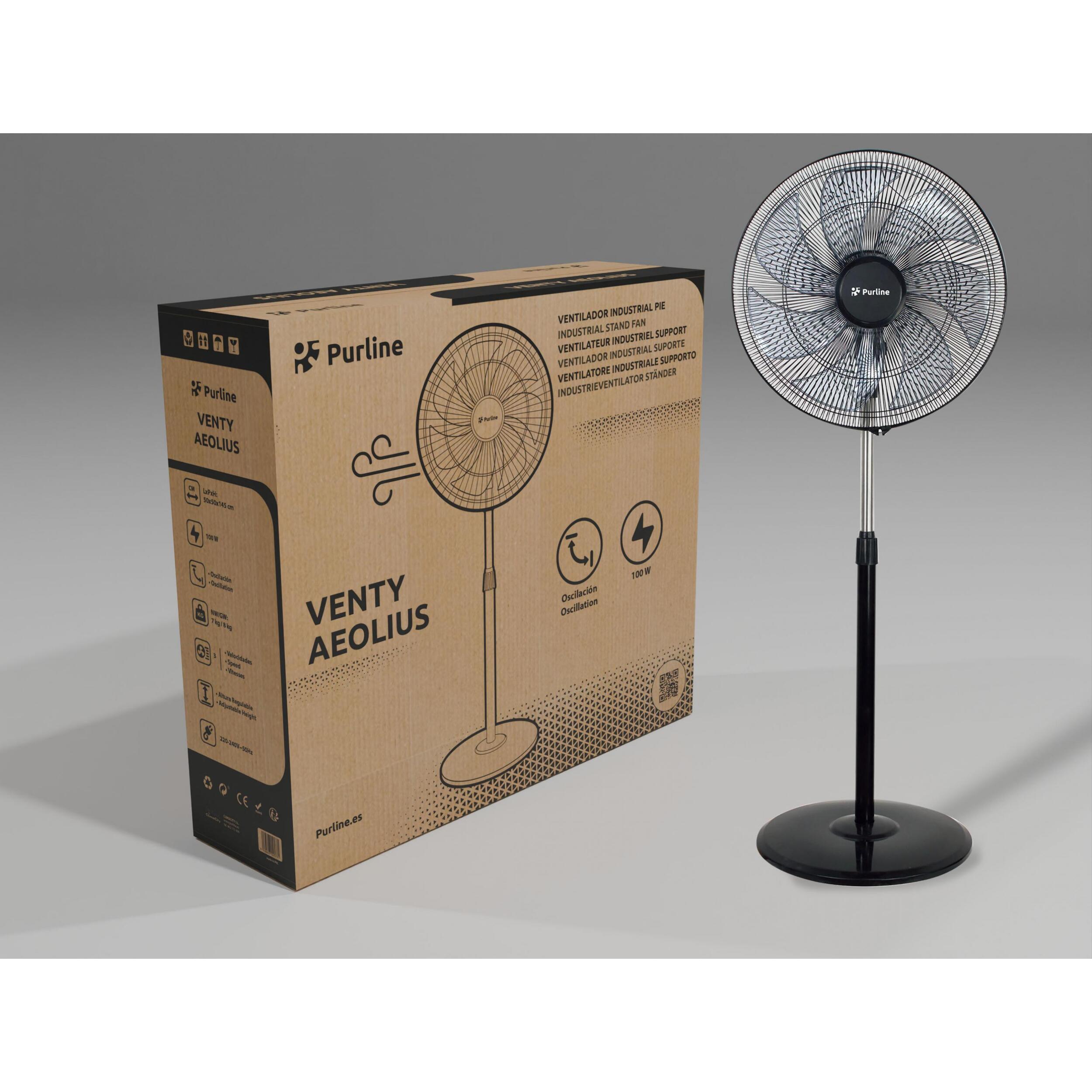 Ventilatore industriale da pavimento 100W con 7 pale