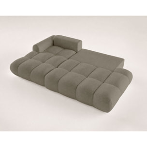 Yulin - Canapé d'angle ouvert gauche 4 places convertible avec coffre en tissu bouclette - Taupe