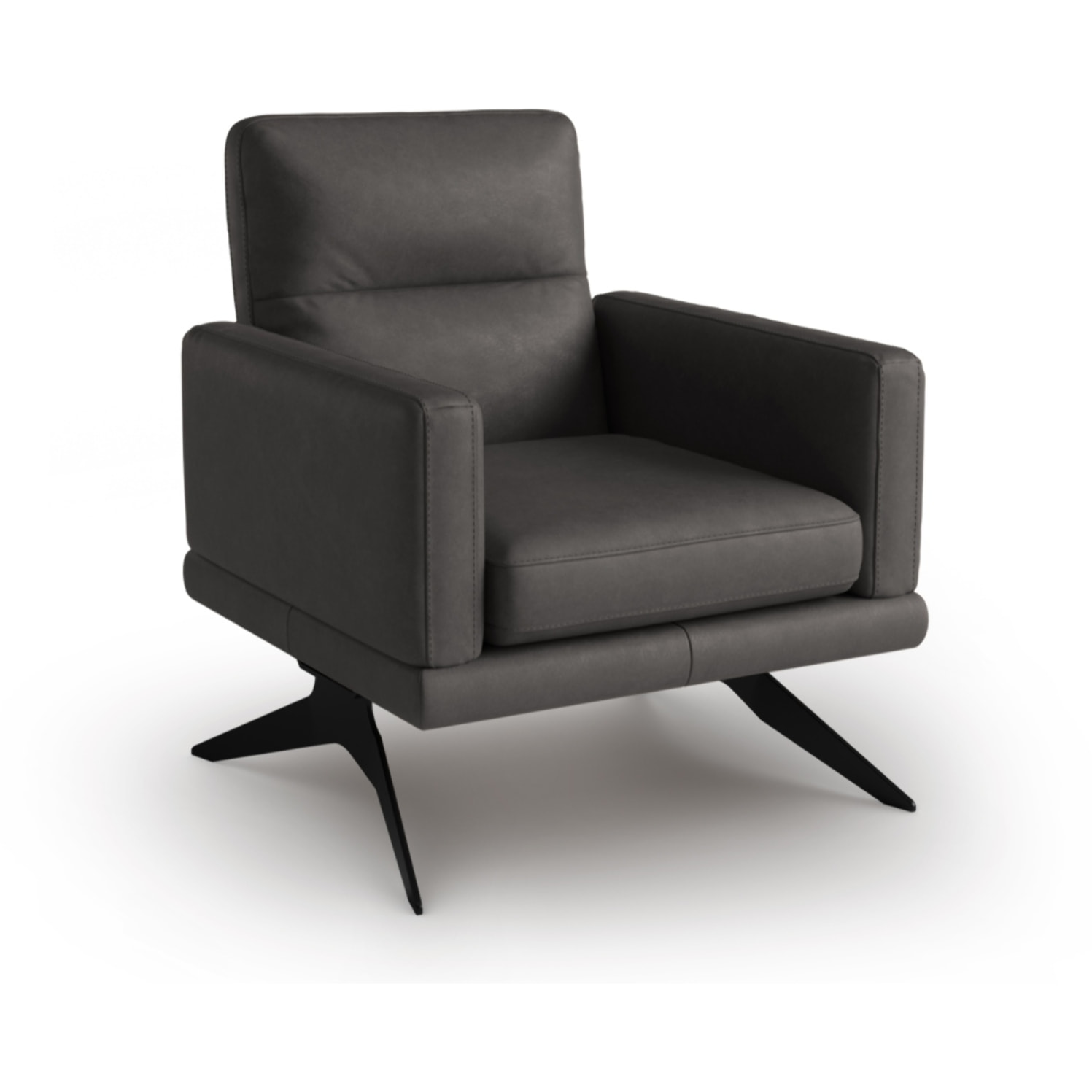 Fauteuil "Ange" en cuir véritable gris foncé