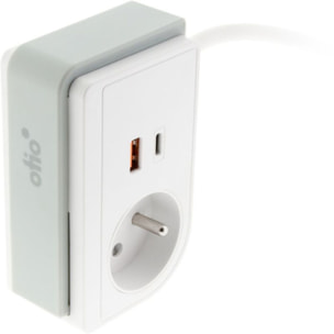 Multiprise OTIO Gekko XS clip 1 prise+2 USB-A 1.5m 20W
