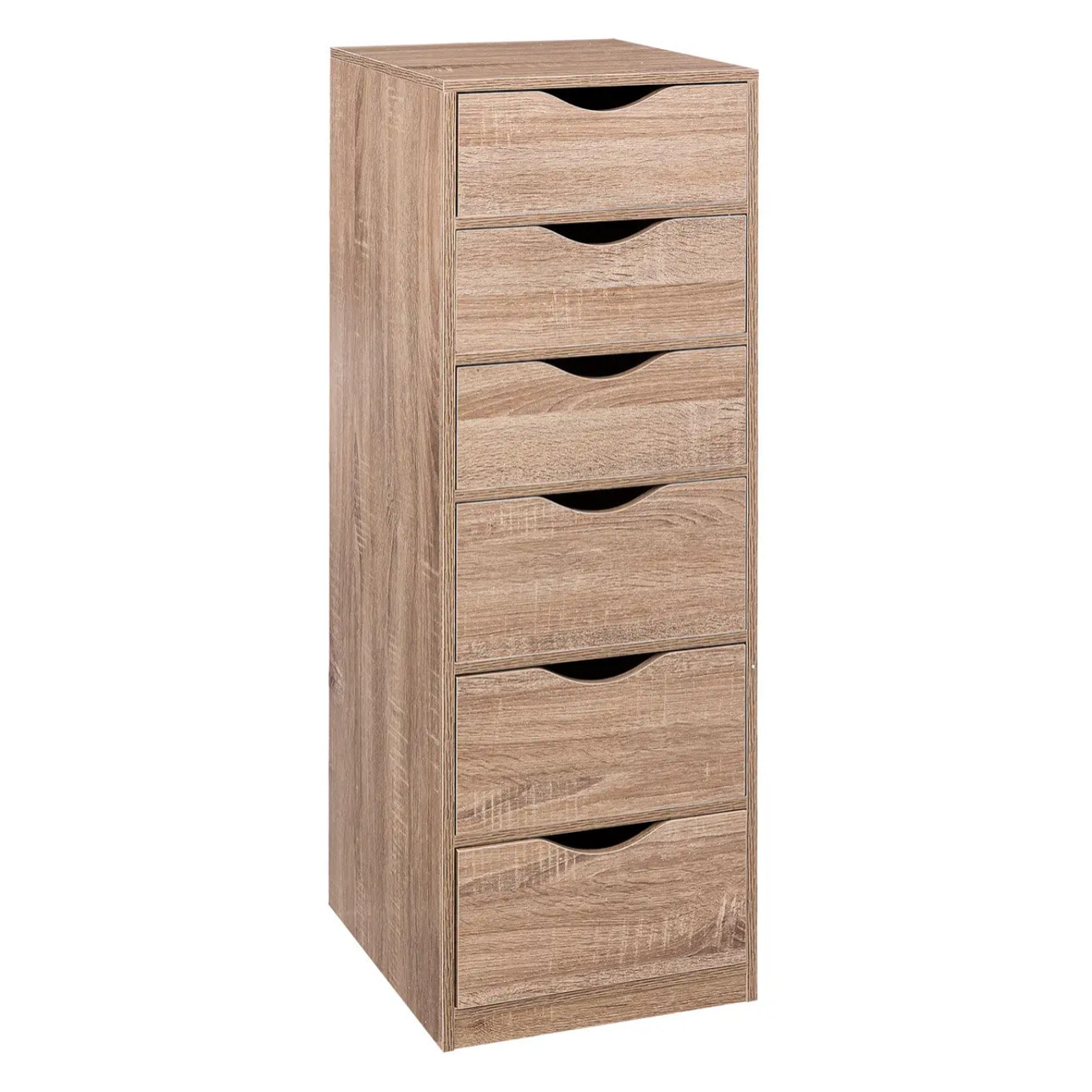 Caisson 6 tiroirs effet bois naturel