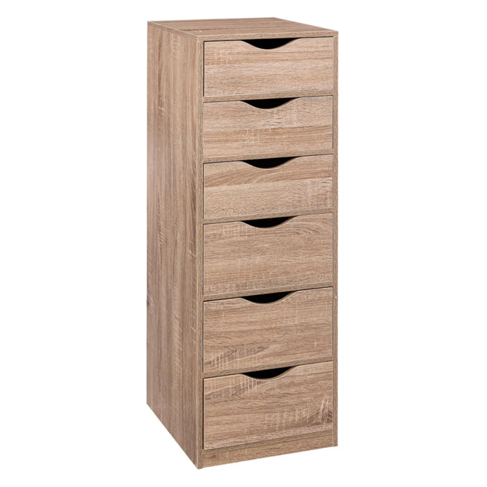 Caisson 6 tiroirs effet bois naturel