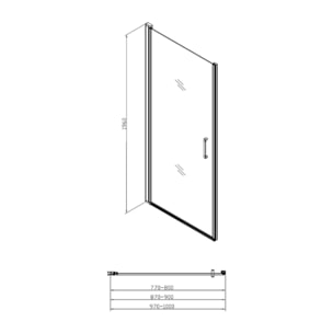 Fusion Porte de douche 80x196cm pivotante anticalcaire avec profilé noir mat (SATFUD80NIKAC)