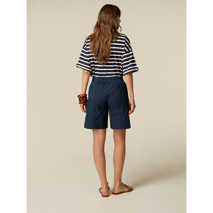 Oltre - Bermudas de gabardina mezcla de algodón - Azul