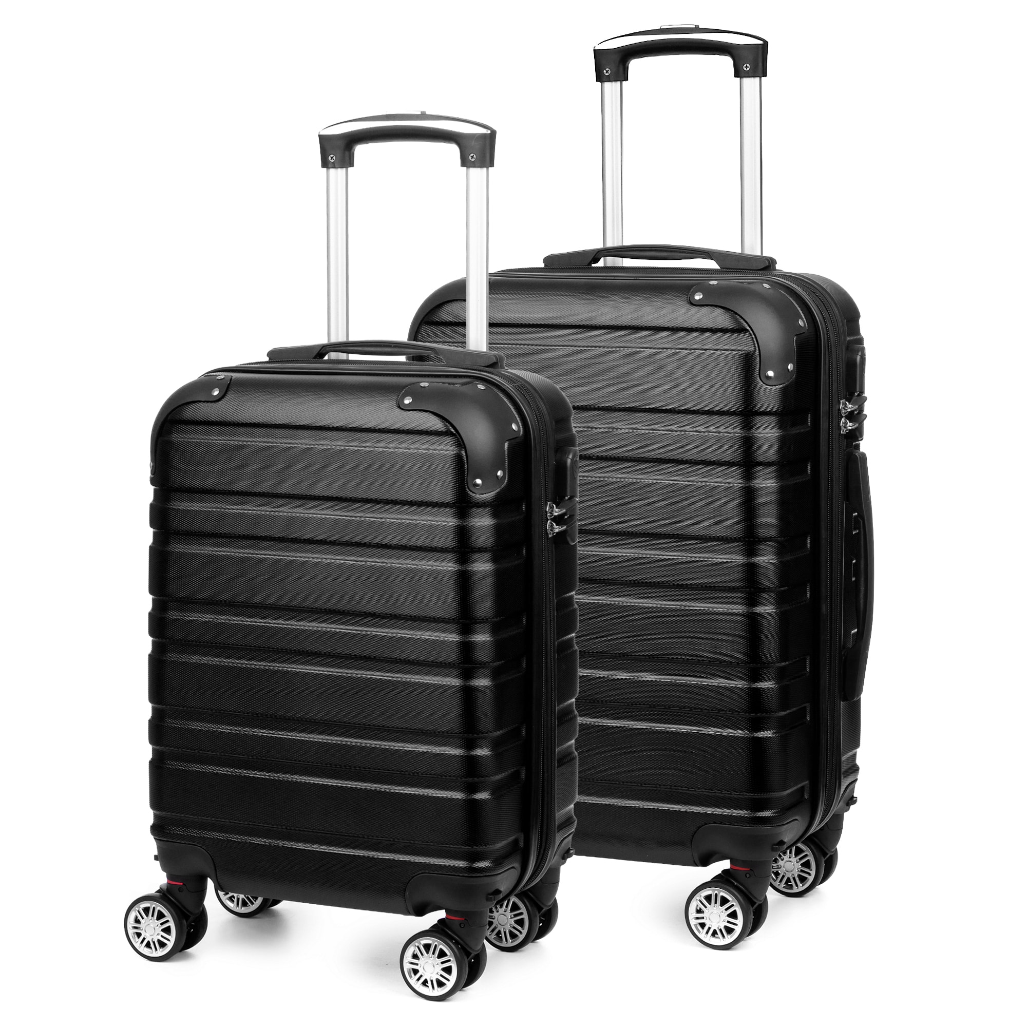 Juego de 2 maletas Trolley extensibles, en material ligero ABS de alta resistencia con esquinas reforzadas. Cerradura numérica, 4 ruedas dobles giratorias 360° y extraíbles.