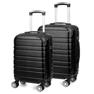Juego de 2 maletas Trolley extensibles, en material ligero ABS de alta resistencia con esquinas reforzadas. Cerradura numérica, 4 ruedas dobles giratorias 360° y extraíbles.