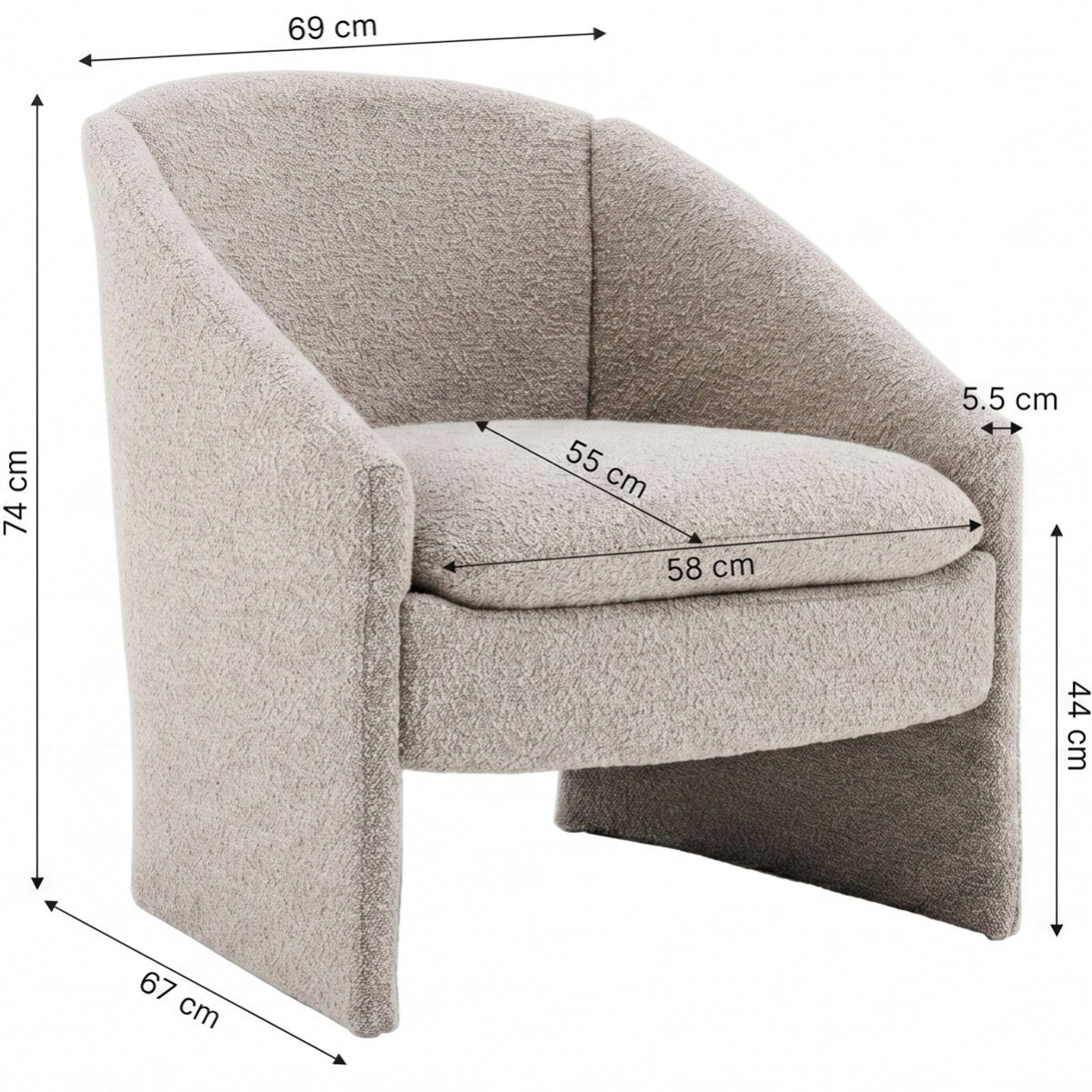 fauteuil arrondi en tissu bouclé - AMI