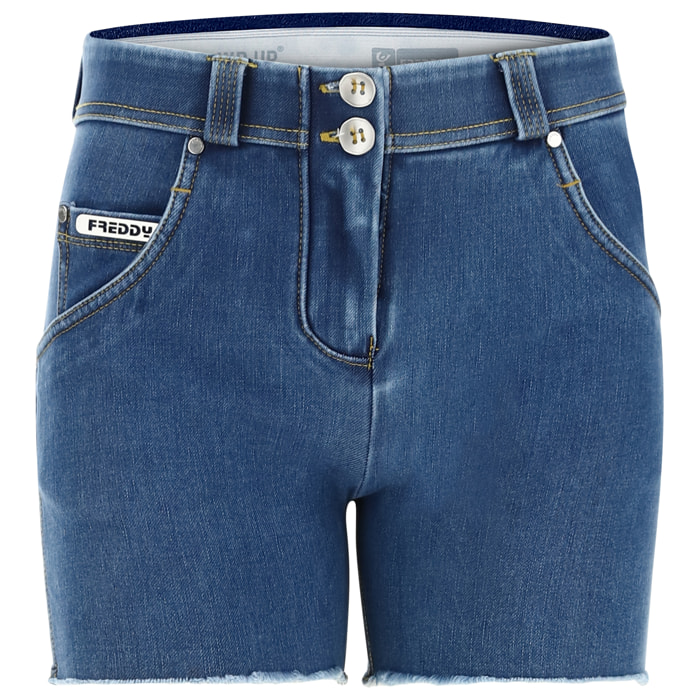 Shorts push up WR.UP® sfrangiati vita regular in denim navetta ecologico