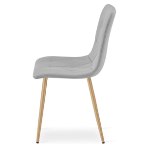 Sedia Libra in tessuto grigio chiaro con gambe effetto legno