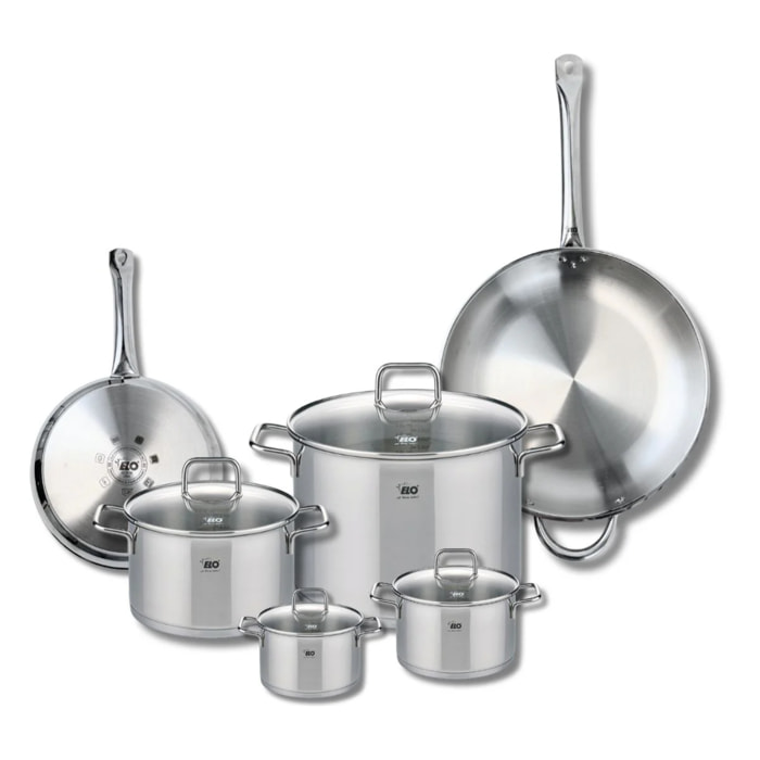 Ensemble de 2 Poêles de cuisson 24 et 32 cm et 4 faitouts 12, 14, 20 et 26 cm Elo Profi Citrin