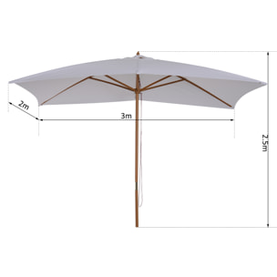 Parasol droit rectangulaire de jardin grande taille dim. 3L x 2l x 2,5H m blanc