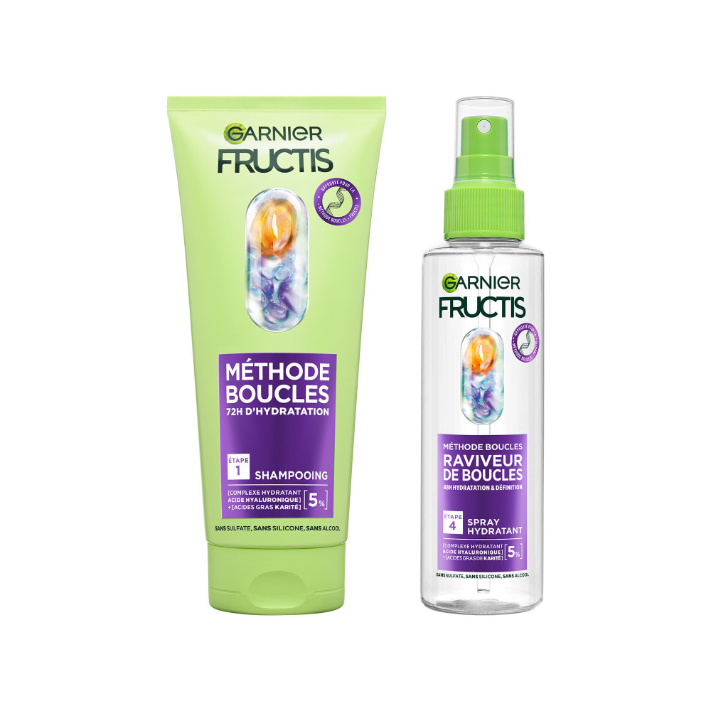 Garnier Fructis Méthode Boucles Duo Shampooing et Spray Hydratant à l'Acide Hyaluronique et beurre de Karité