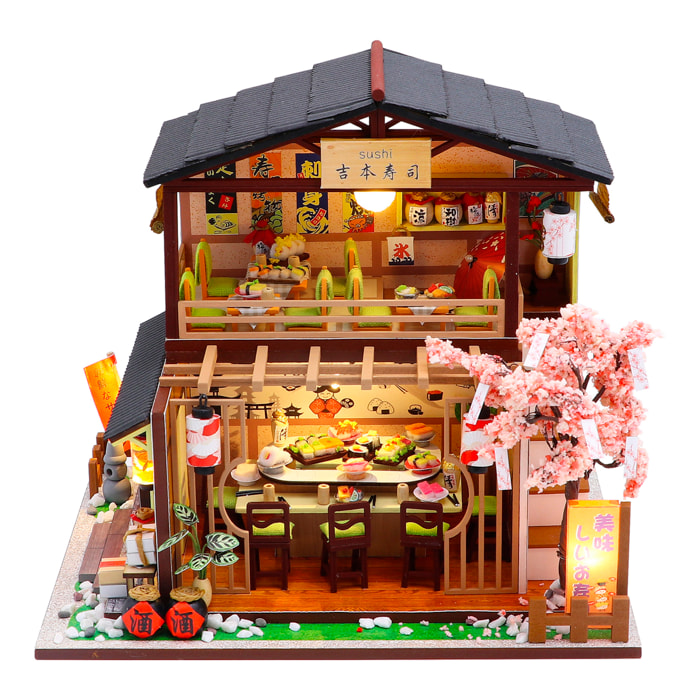 Restaurante de sushi Yoshimoto. Maqueta 3D realista con gran detalle y luces led.