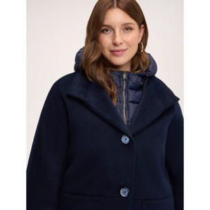 Fiorella Rubino - Chaqueta de plumas bimaterial con capucha - Azul