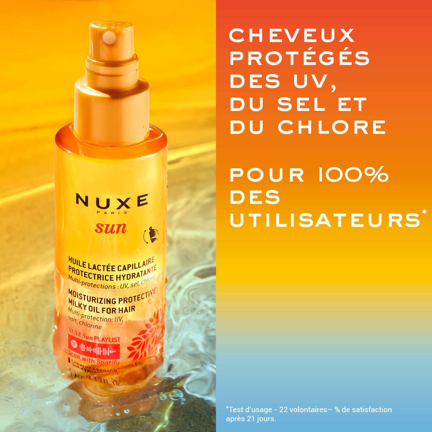 Nuxe Sun  - Huile Lactée Capillaire Protectrice Hydratante - Tous types de cheveux - 100ml