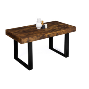 Table repas extensible Brixton - Bois vieilli - Noir