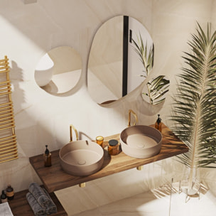 Dark set mitigeur lavabo à levier + mitigeur cuisine avec bras pivotant, or brossé (SATBSDA271BZ)