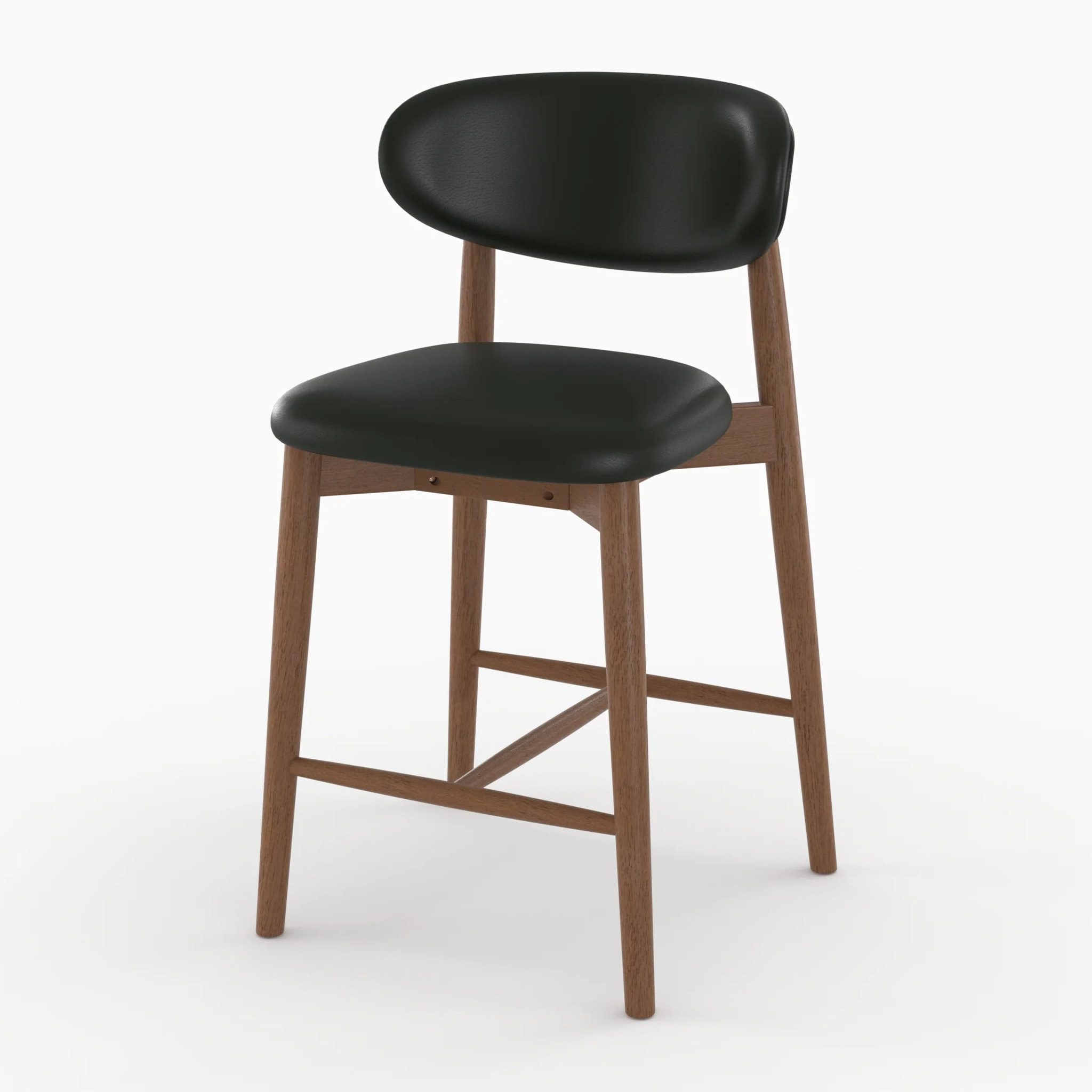 Lot de 2 chaises pour ilot central 64,5 cm en cuir synthétique noir - Yuna