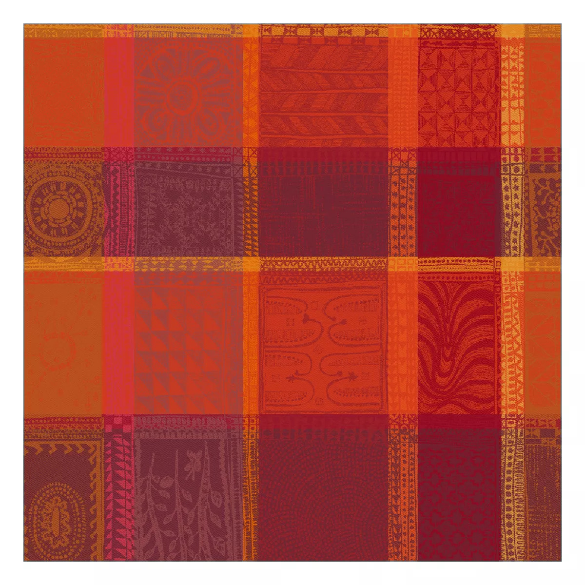 Serviette pur coton motif jacquard orange rouge Mille wax ketchup