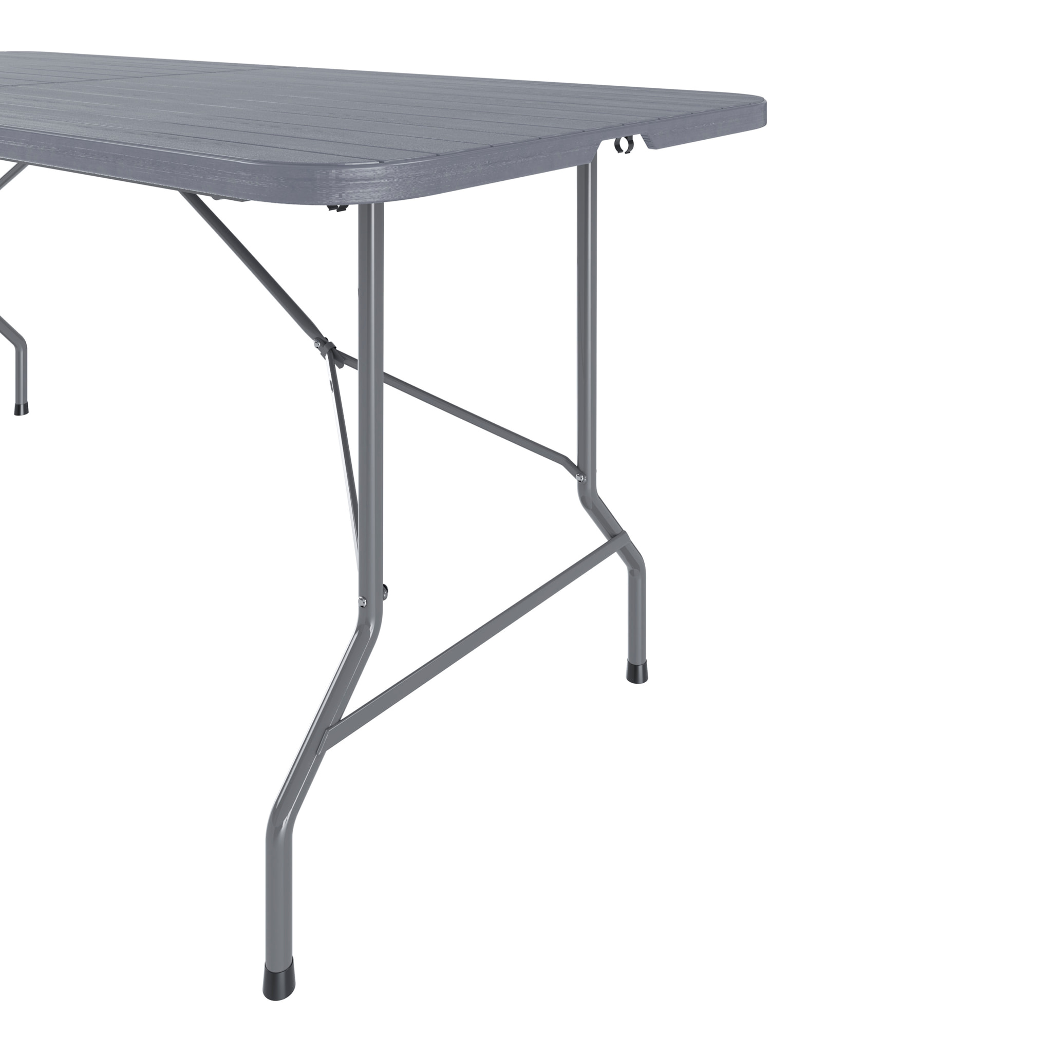 Tavolo Tavolino Pieghevole In Dura Resina Effetto Legno Set Birreria Facile Trasporto Con Maniglie Giardino Campeggio Terrazzo Fiere 180x74Cm Grigio