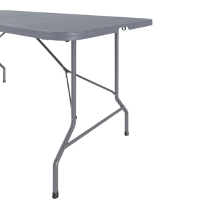 Tavolo Tavolino Pieghevole In Dura Resina Effetto Legno Set Birreria Facile Trasporto Con Maniglie Giardino Campeggio Terrazzo Fiere 180x74Cm Grigio