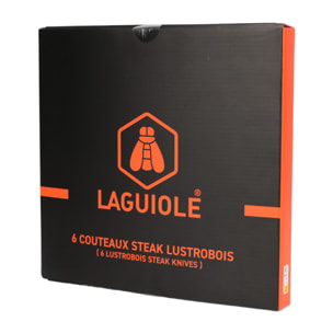 Set de 6 couteaux à steak en acier noir - "Lustrobois"