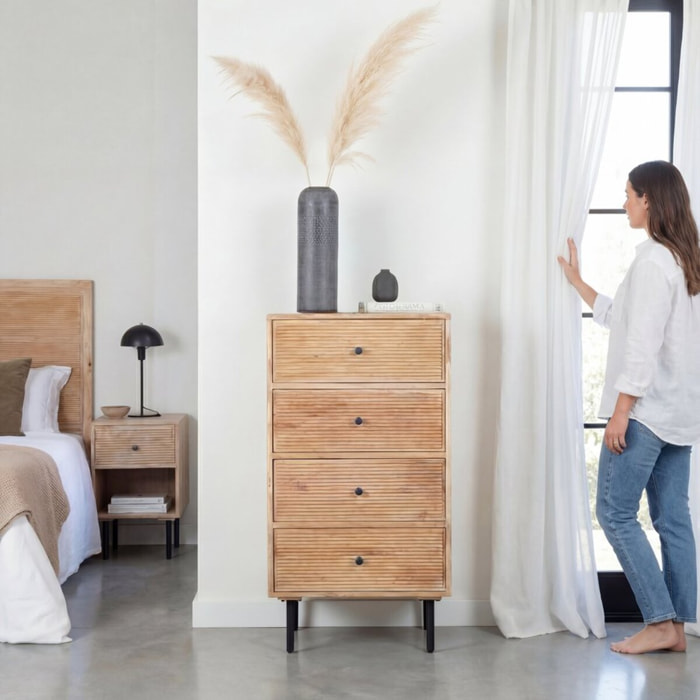 Chiffonnier Boreal -bois massif de manguier-couleur bahamas naturelles 60 x 107 x 45 cm