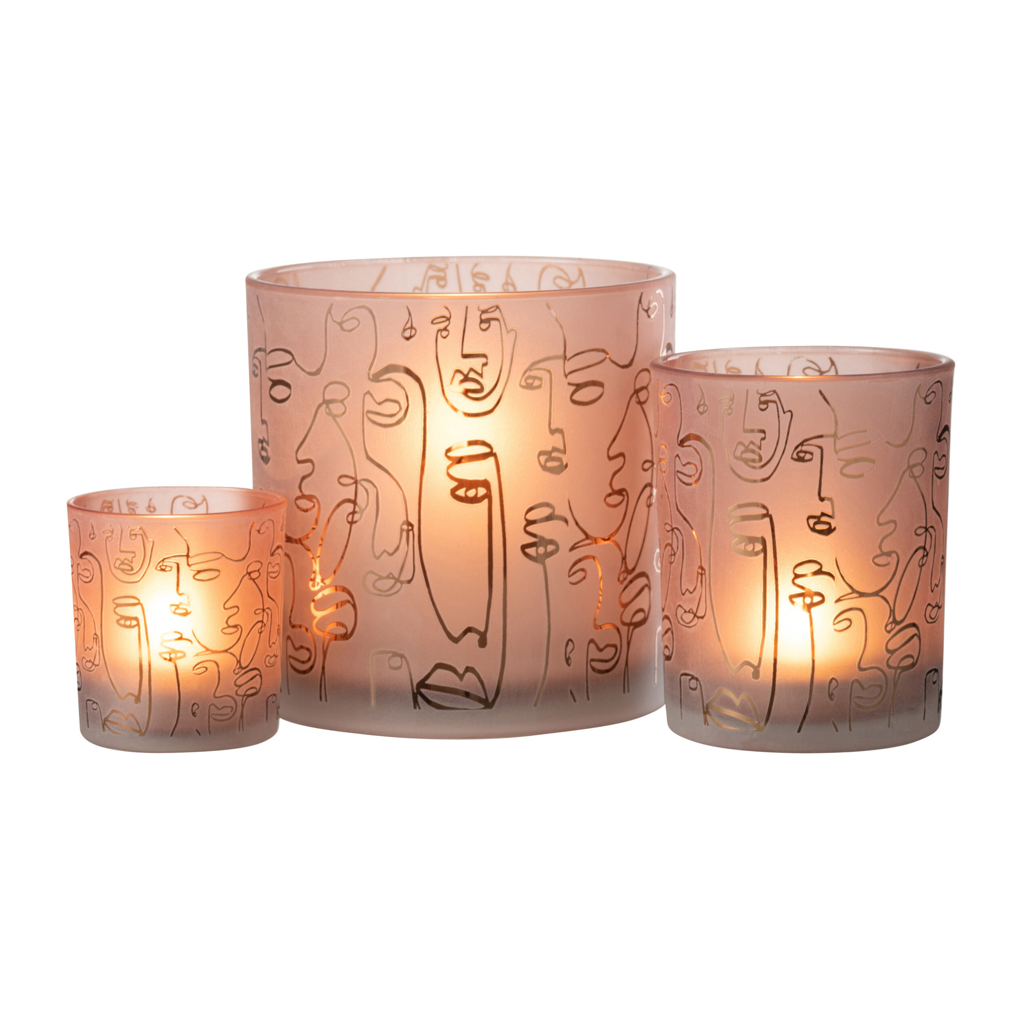 J-Line photophore Happy Faces Verre - terracotta - large