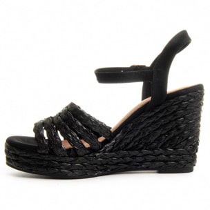 Sandalias de Cuña - Negro - Altura: 10 cm