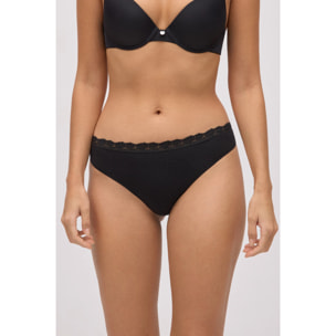 Mini mutandine di cotone con pizzo nero