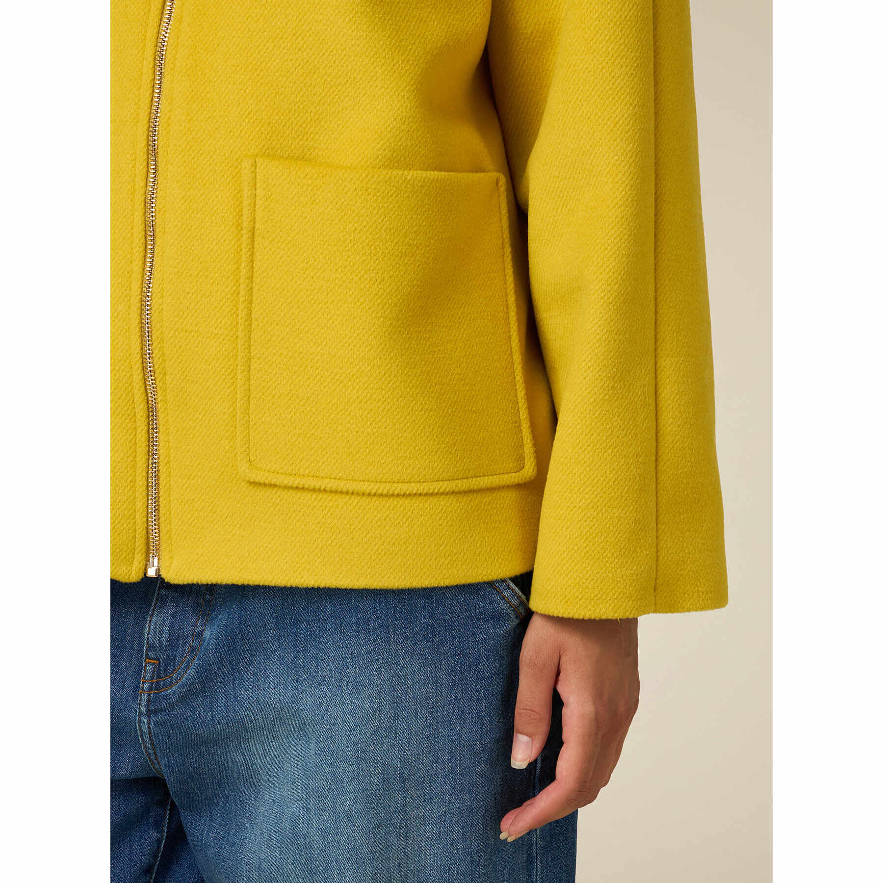 Oltre - Short coat with hood - Amarillo