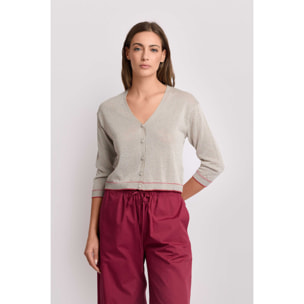 Kocca - Maglia cardigan con costine colorate Donna, Fantasia, Scollo a V