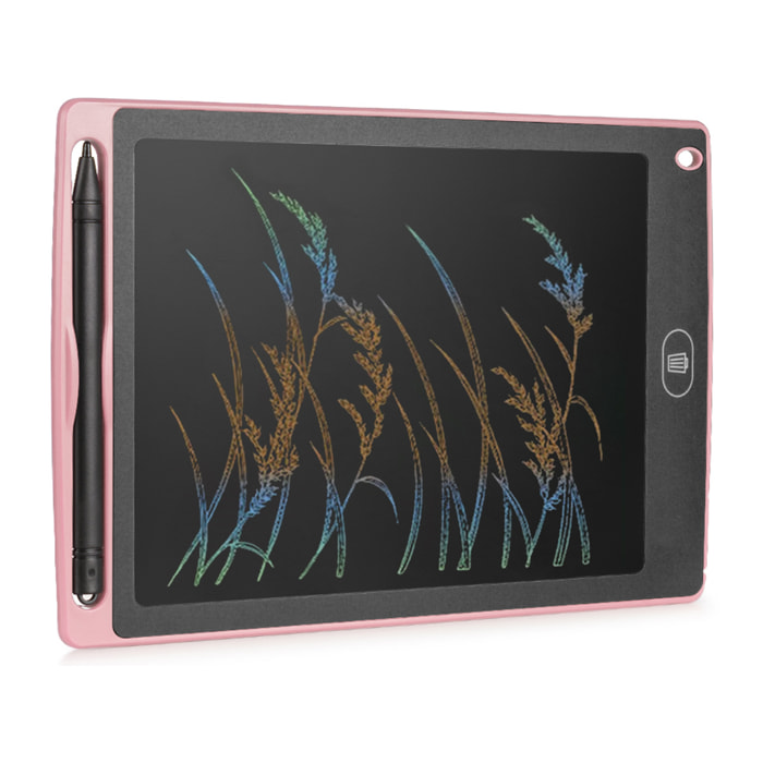 DAM Tavoletta LCD portatile per disegno e scrittura da 8,5 pollici con sfondo multicolore 14x0,6x22 cm. Colore: rosa chiaro