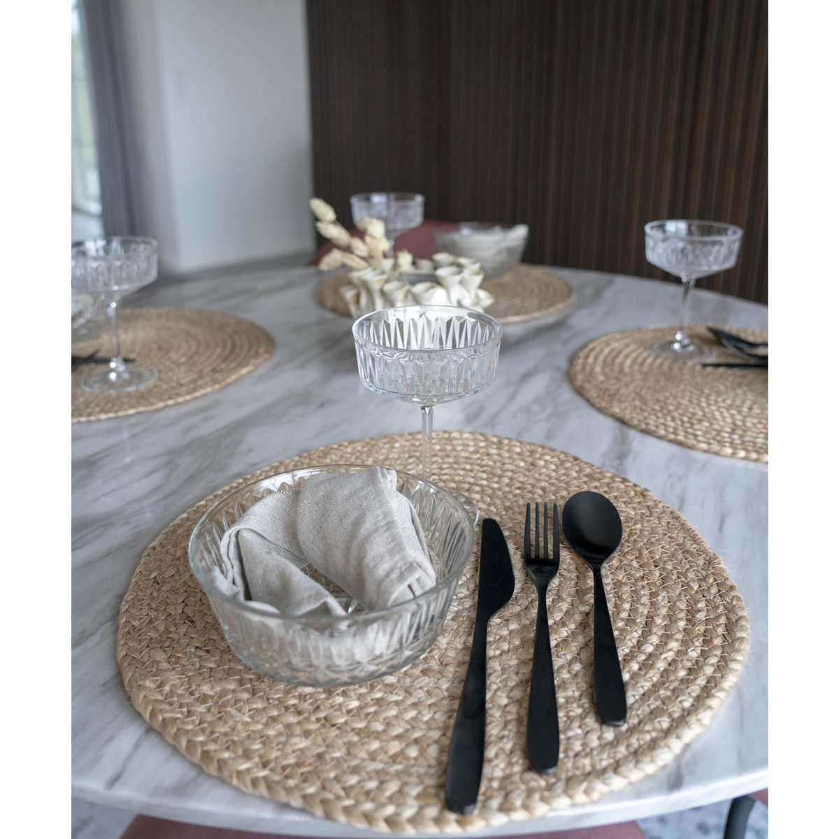 Set 4 tovagliette rotonde in iuta intrecciata naturale ø38 cm