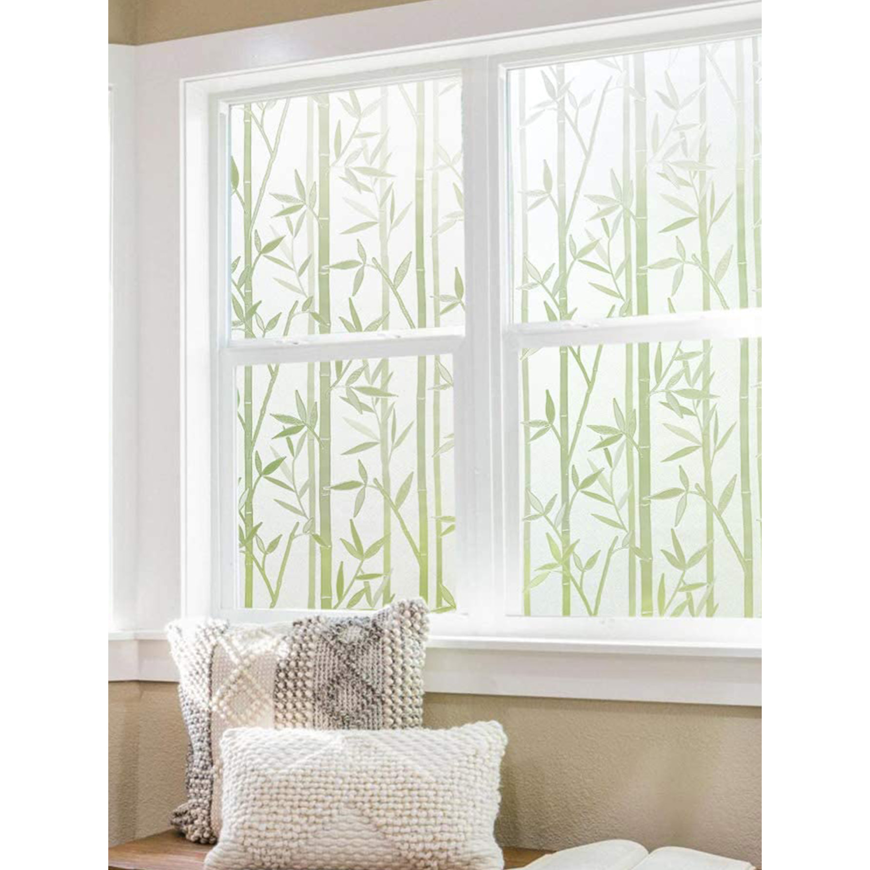 Rouleau occultant vitrostatique bambous pour fenêtre au mètre - Film Anti Regard Electrostatique Occultant Vitre Anti UV