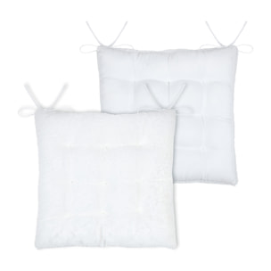 Galette de chaise imitation fourrure - Blanc