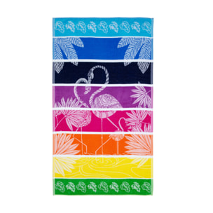 Telo Mare Spugna Jacquard Spiaggia Disegno Flamingo Family