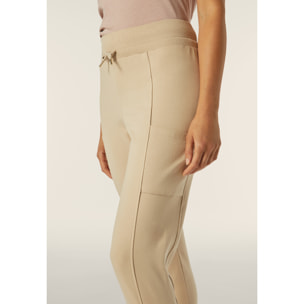 Pantalone donna in felpa con vita alta e tasche laterali