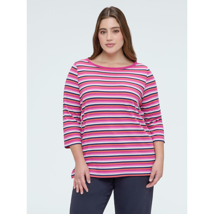 Fiorella Rubino - Camiseta de punto de rayas multicolor - Fuchsia