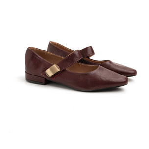 Ballerina a punta con cinturino placcato - BORDEAUX