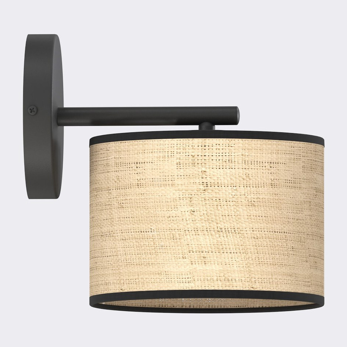 Lampada da parete ECO in acciaio nero e rattan
