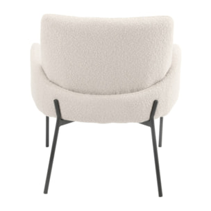 Fauteuil tissu bouclette écru imitation laine mouton - BOUCLE