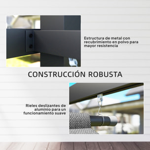 Pérgola de Jardín 4x3 m con Techo Retráctil y 3 Laterales Enrollables, Cenador de Jardín Montado en Pared o Independiente, con UPF30+, Estructura Metálica, Pabellón para Exterior, Gris
