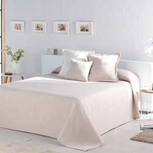 Jeté de lit BRENNE - coton et polyester - beige