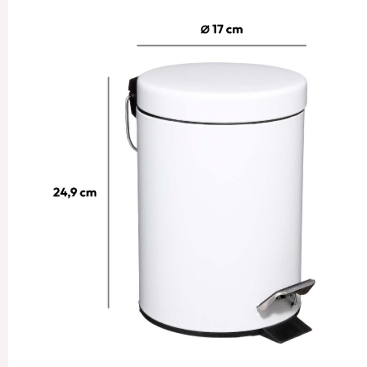 Poubelle ronde métal 3L "Colorama" blanc