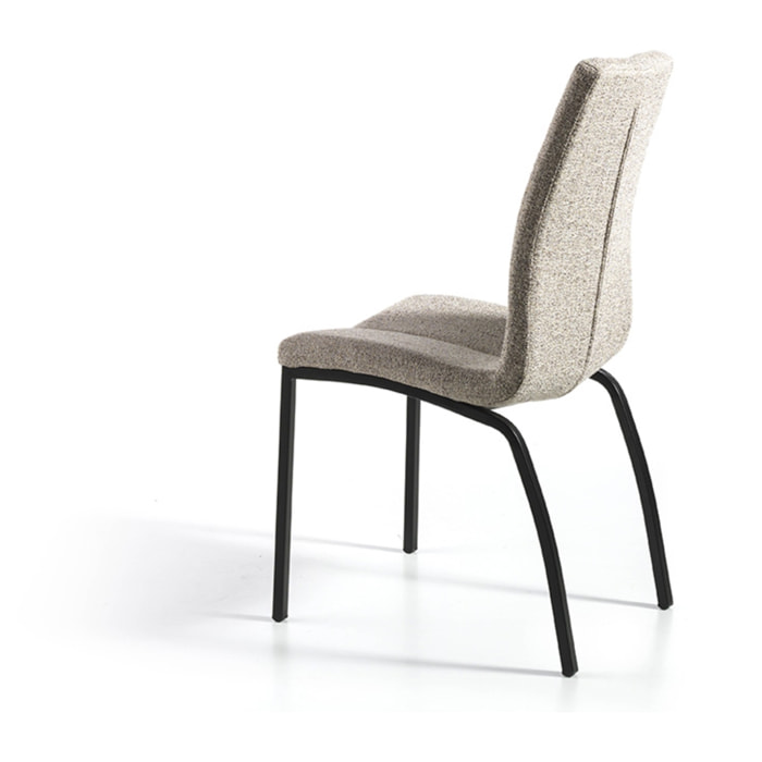 Set de 4 sillas – Tela jaspeada marrón con patas negras