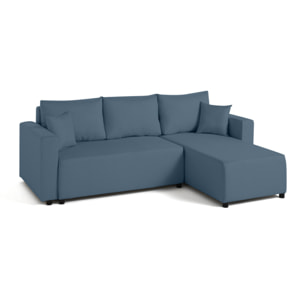 Regala - canapé d'angle réversible - 4 places - convertible avec coffre - en tissu - Bleu Ardoise