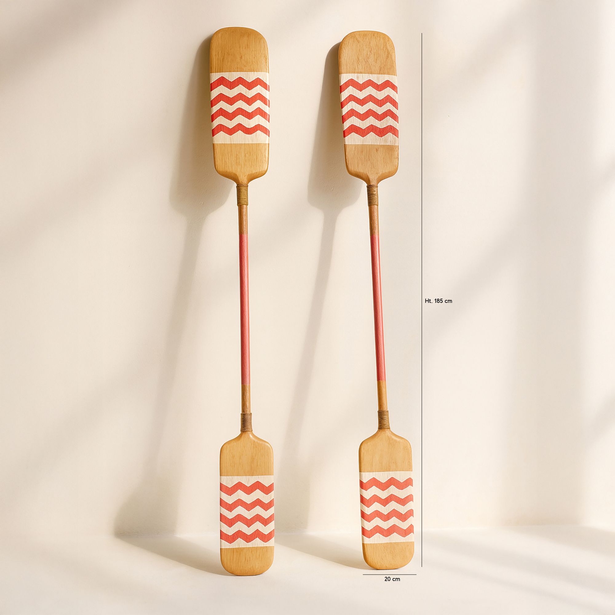 Lot de 2 pagaies en bois avec rayures roses 185cm FUFOA